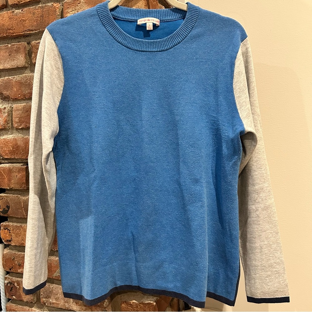 Peter Millar Blue and Gray Long Sleeve Sweater size large womens